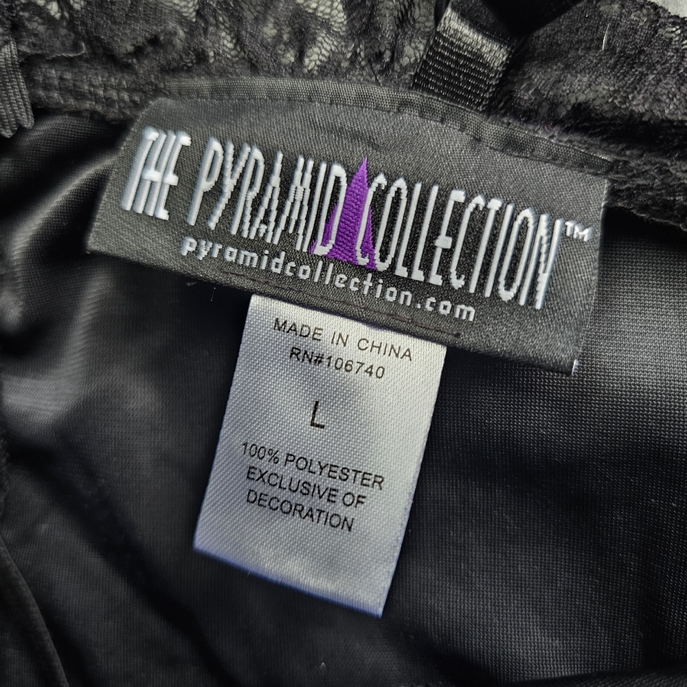 Pyramid Collection Gothic Purple Black Damask‎ Dress Steam Punk Sz L Corset Lace - Picture 14 of 16
